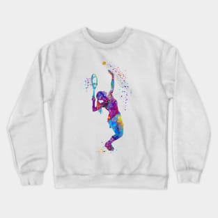 Tennis Girl Watercolor Painting Art Print Gifts Crewneck Sweatshirt